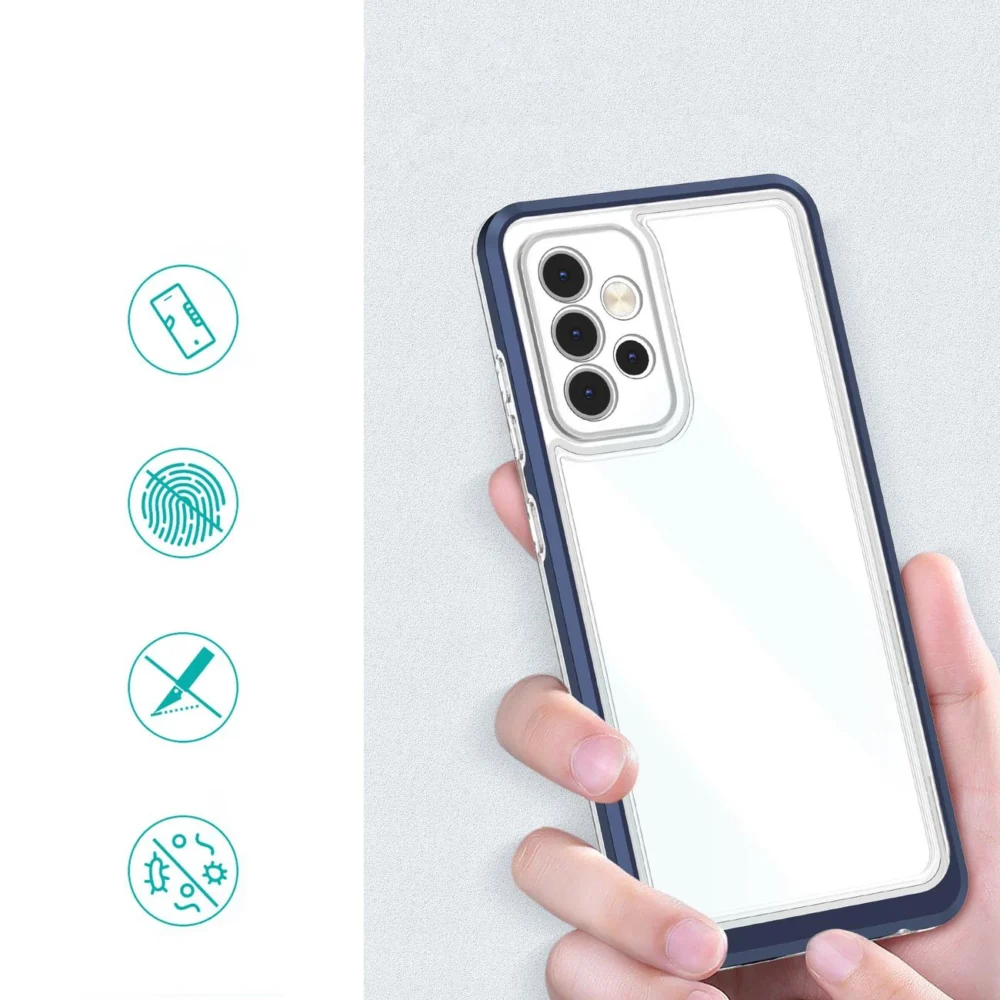 Clear 3in1 Case for Samsung Galaxy A73 Frame Cover Gel Blueeng