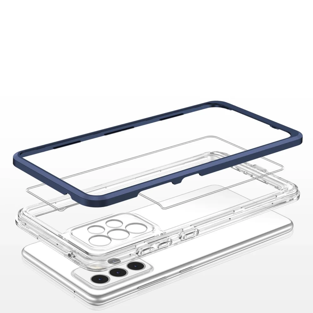 Clear 3in1 Case for Samsung Galaxy A73 Frame Cover Gel Blueeng