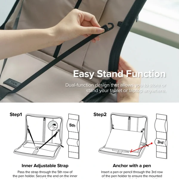 Ringke Smart Zip Pouch for a laptop up to 13" with a stand - navy blueeng