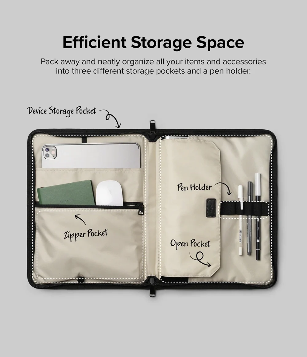 Ringke Smart Zip Pouch for a laptop up to 13" with a stand - beigeeng