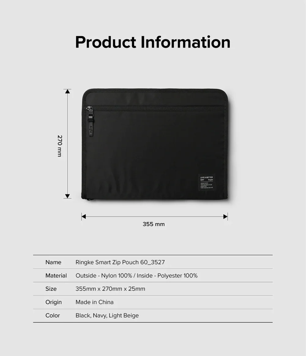 Ringke Smart Zip Pouch for a laptop up to 13" with a stand - beigeeng