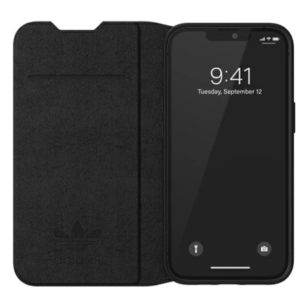 89581_5 Adidas OR Booklet Case BASIC iPhone 13 6,1" czarno biały/black white 47086eng