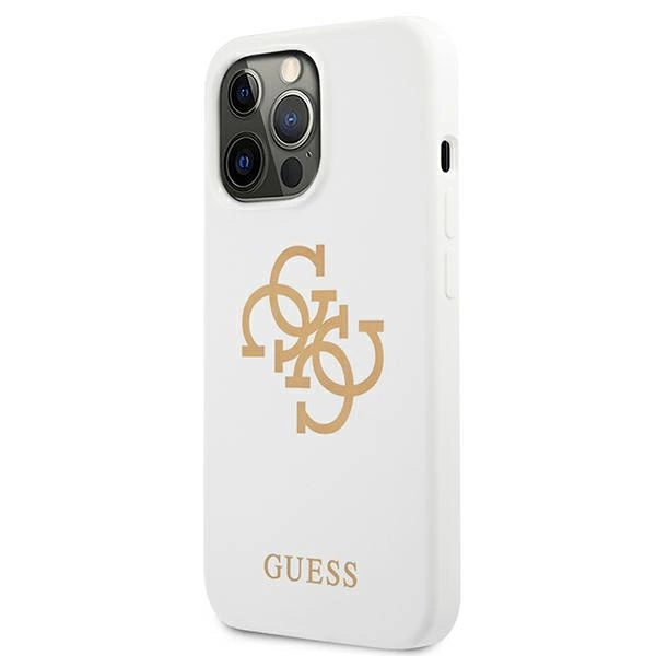 89824_2 Guess GUHCP13LLS4GGWH iPhone 13 Pro / 13 6,1" biały/white hard case Silicone 4G Logoeng