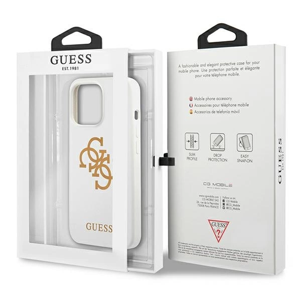 89824_8 Guess GUHCP13LLS4GGWH iPhone 13 Pro / 13 6,1" biały/white hard case Silicone 4G Logoeng