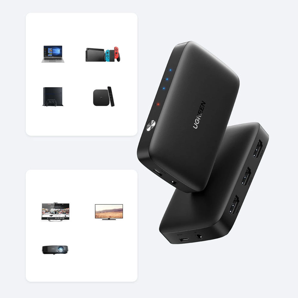 [ON RETURN] Ugreen switch splitter HDMI switch - 3x HDMI 4K 30Hz black (CM332 80125)eng
