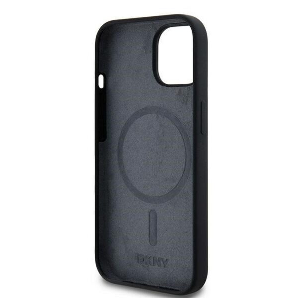 DKNY case for IPHONE 15 compatible with MagSafe DKHMP15SSNYACH (DKNY HC MagSafe Silicone W/White Arch Logo) black