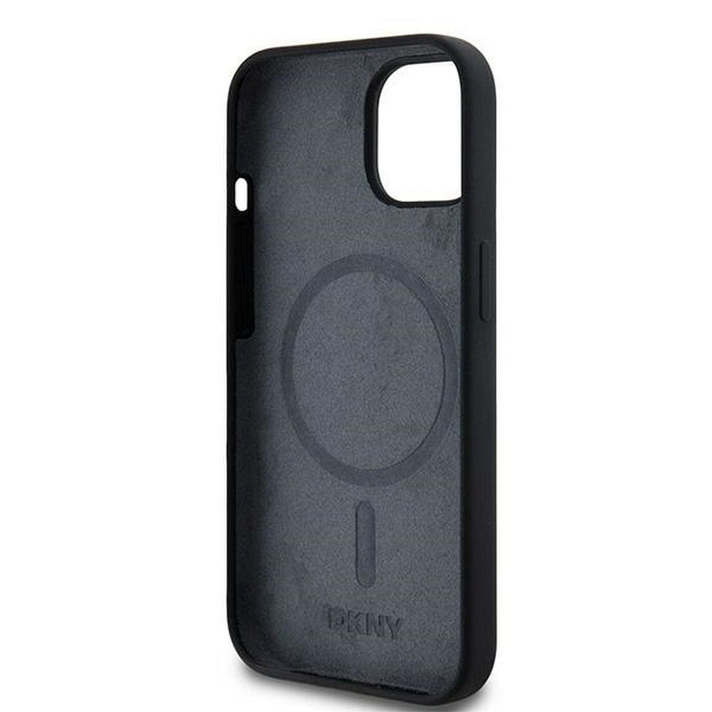 DKNY case for IPHONE 15 compatible with MagSafe DKHMP15SSNYACH (DKNY HC MagSafe Silicone W/White Arch Logo) black
