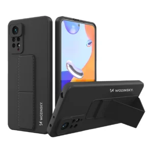 Wozinsky Kickstand Case Silicone Stand Cover for Xiaomi Redmi Note 11 Pro blackeng