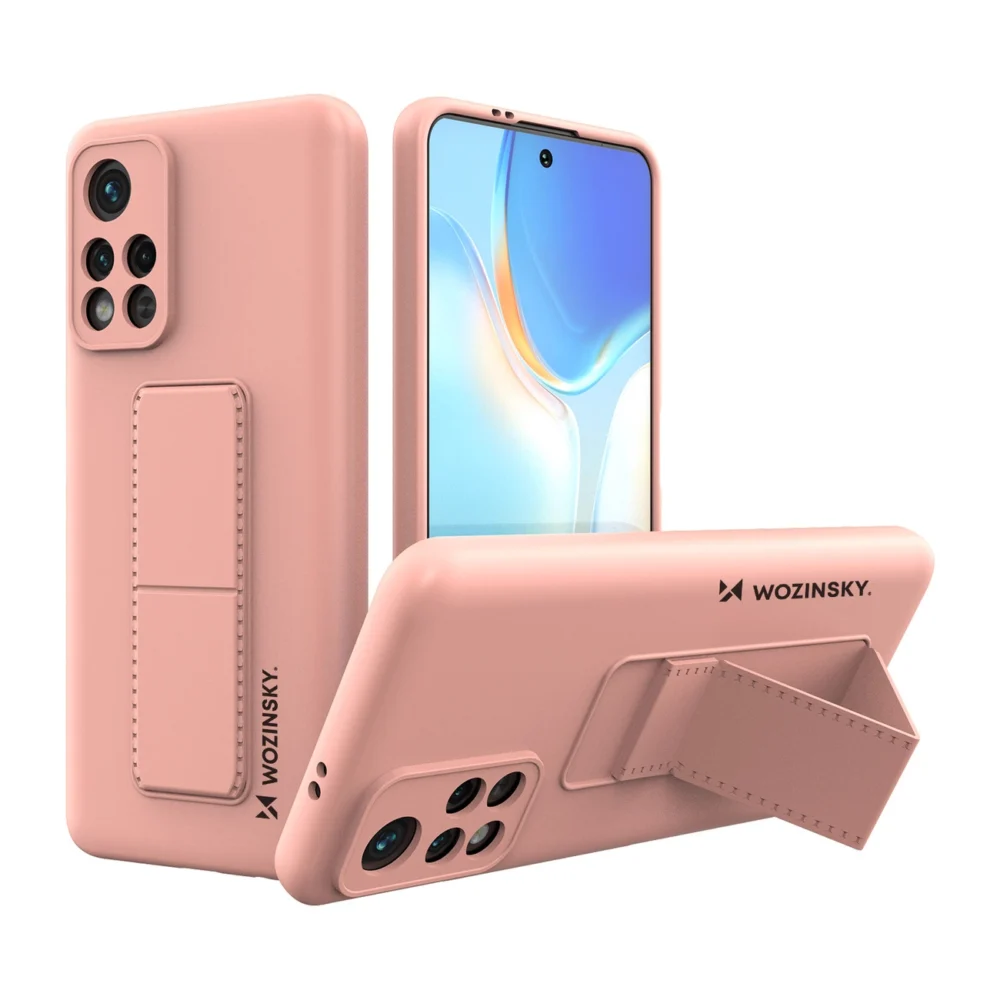 Wozinsky Kickstand Case Silicone Stand Cover Xiaomi Poco M4 Pro 5G Pinkeng