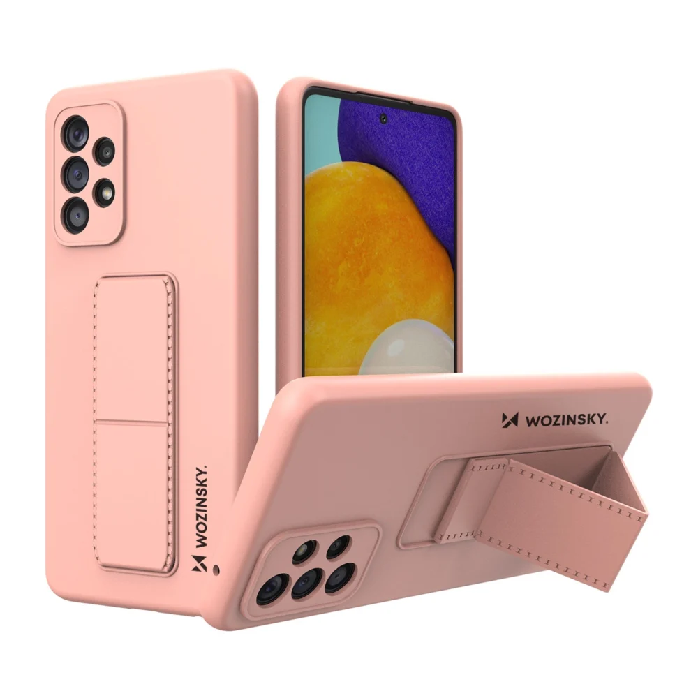 Wozinsky Kickstand Case Silicone Stand Cover for Samsung Galaxy A73 Pinkeng