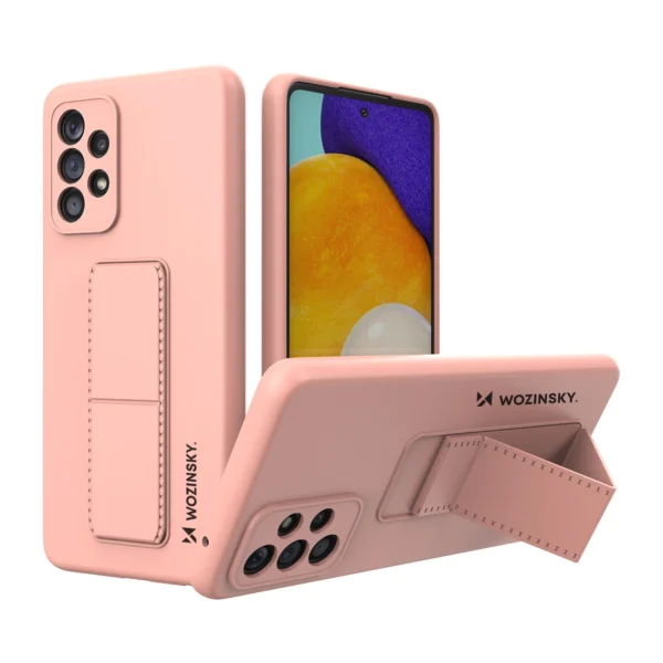 Wozinsky Kickstand Case Silicone Stand Cover for Samsung Galaxy A73 Pinkeng