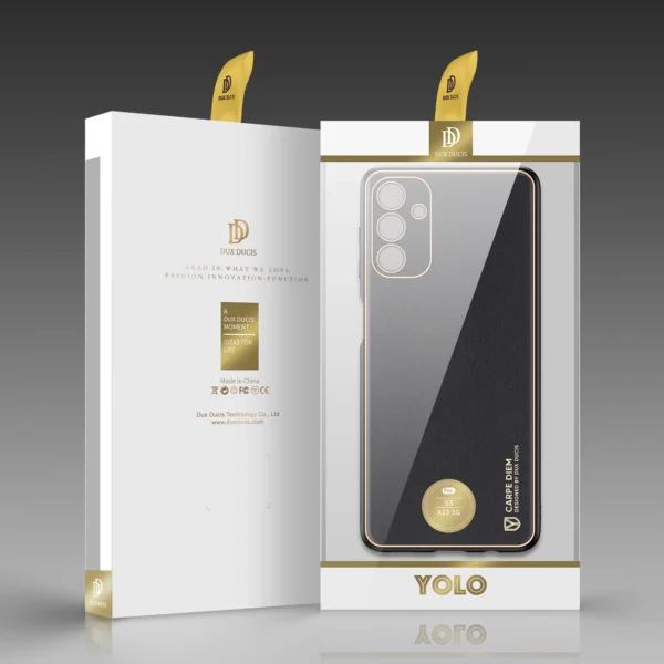 Dux Ducis Yolo elegant cover made of ecological leather for Samsung Galaxy A13 5G blackeng