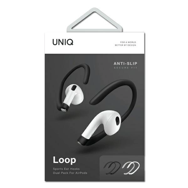 Uniq Loop Sports Ear Hooks for AirPods - white and blackeng