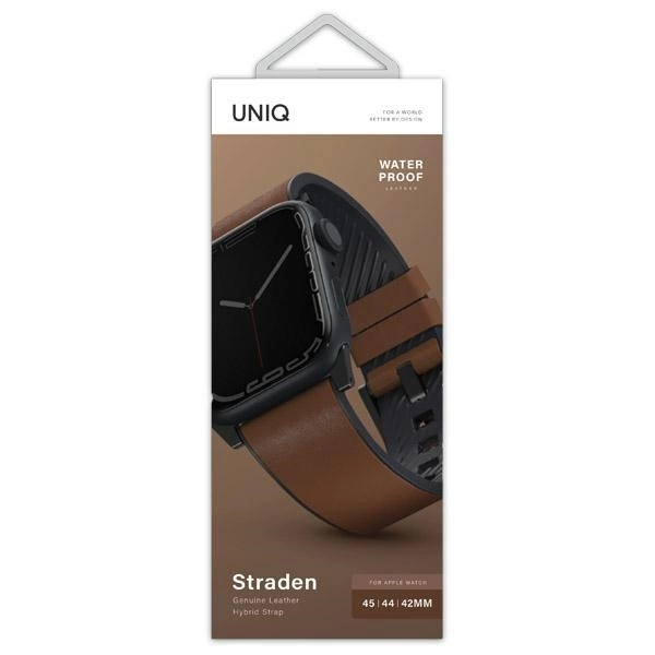 Uniq Straden Leather Hybrid Strap for Apple Watch 1/2/3/4/5/6/7/8/SE/SE2/Ultra 42/44/45/49mm - browneng