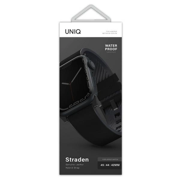 Uniq Straden Leather Hybrid Strap for Apple Watch 1/2/3/4/5/6/7/8/SE/SE2/Ultra 42/44/45/49mm - Blackeng