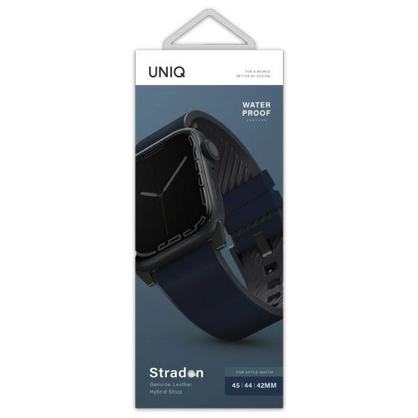 Uniq Straden Leather Hybrid Strap for Apple Watch 1/2/3/4/5/6/7/8/SE/SE2/Ultra 42/44/45/49mm - blueeng