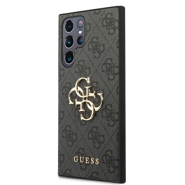 Guess GUHCS22L4GMGGR S908 S22 Ultra szary/grey hardcase 4G Big Metal Logoeng