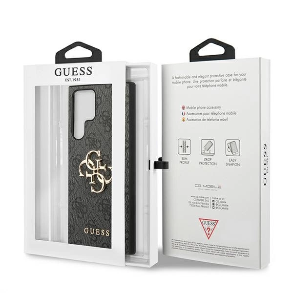 Guess GUHCS22L4GMGGR S908 S22 Ultra szary/grey hardcase 4G Big Metal Logoeng