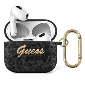 Guess GUA3SASMK AirPods 3 cover black/black Saffiano Script Metal Collectioneng