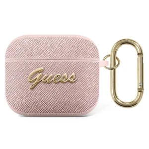 Guess GUA3SASMP AirPods 3 cover pink/pink Saffiano Script Metal Collectioneng