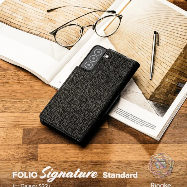 Ringke Folio Signature Flip Leather Case for Samsung Galaxy S22 + (S22 Plus) Black (FSS118R262)eng