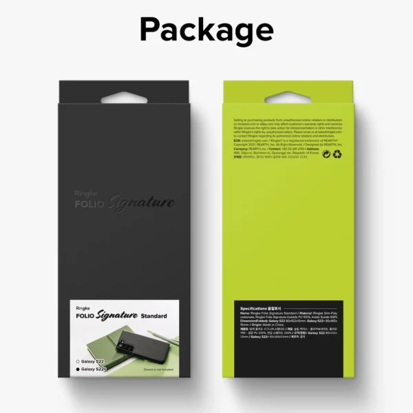 Ringke Folio Signature Flip Leather Case for Samsung Galaxy S22 + (S22 Plus) Black (FSS118R262)eng