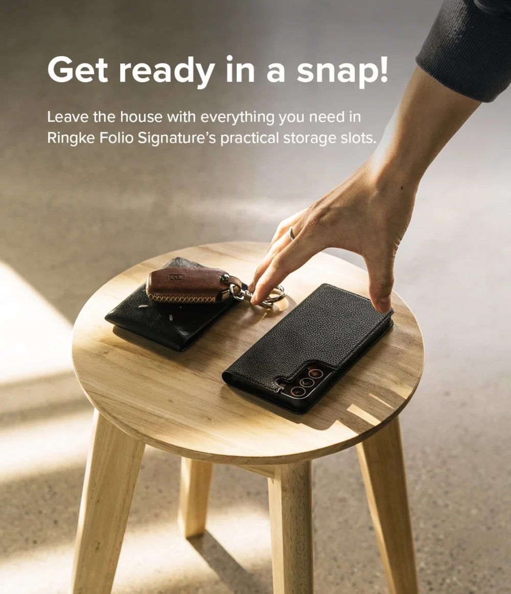 Ringke Folio Signature Flip Leather Case for Samsung Galaxy S22 + (S22 Plus) Black (FSS118R262)eng