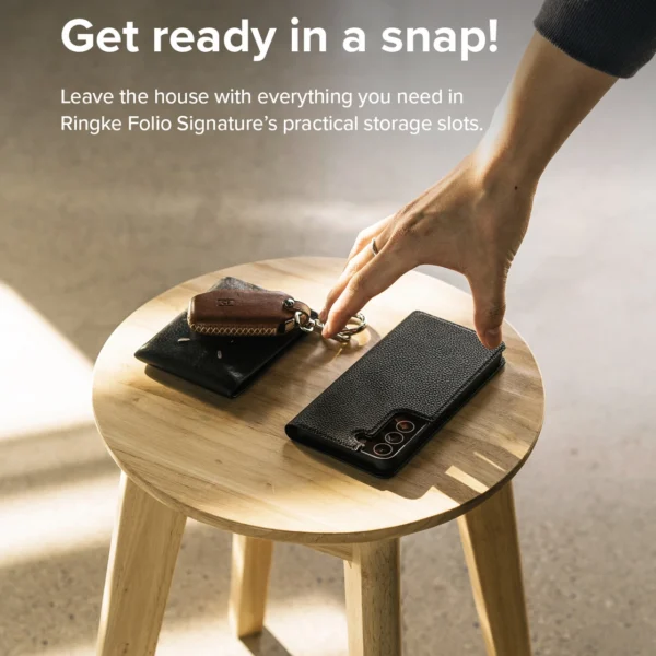 Ringke Folio Signature Flip Leather Case for Samsung Galaxy S22 + (S22 Plus) Black (FSS118R262)eng