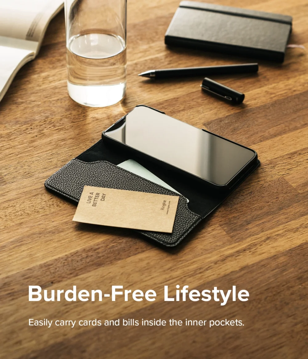 Ringke Folio Signature Flip Leather Case for Samsung Galaxy S22 + (S22 Plus) Black (FSS118R262)eng