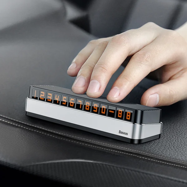 Baseus Moonlight Box Series silver parking number plate with telephone numbereng