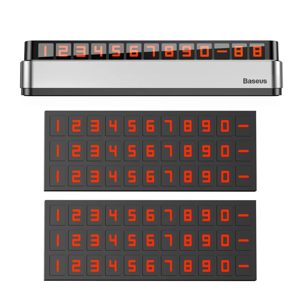 Baseus Moonlight Box Series silver parking number plate with telephone numbereng