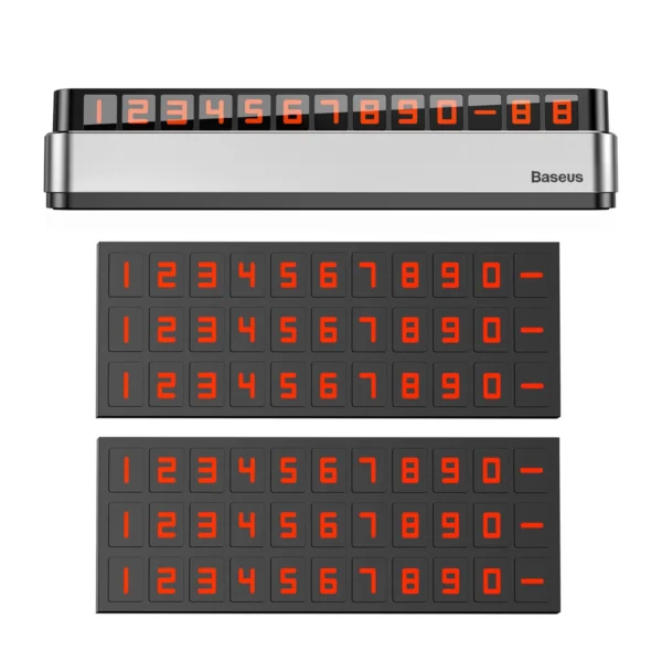 Baseus Moonlight Box Series silver parking number plate with telephone numbereng