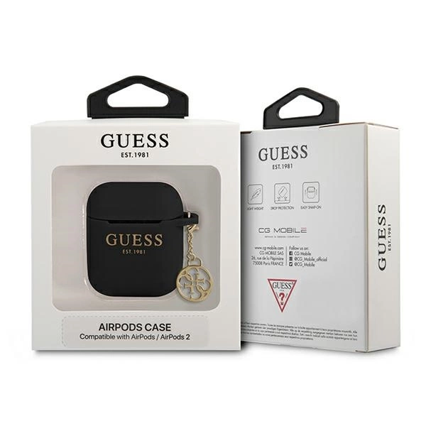 Guess GUA2LSC4EK AirPods 1/2 cover black/black Silicone Charm 4G Collectioneng