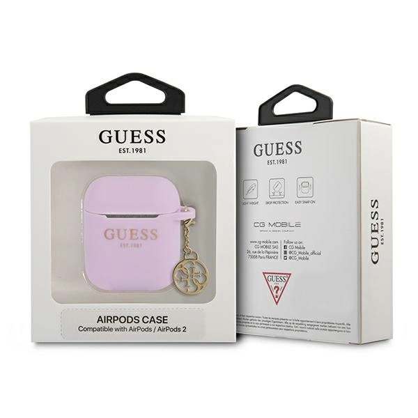 Guess GUA2LSC4EU AirPods 1/2 cover purple/purple Silicone Charm 4G Collectioneng