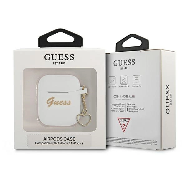 Guess GUA2LSCHSH AirPods 1/2 cover white/white Silicone Charm Heart Collectioneng