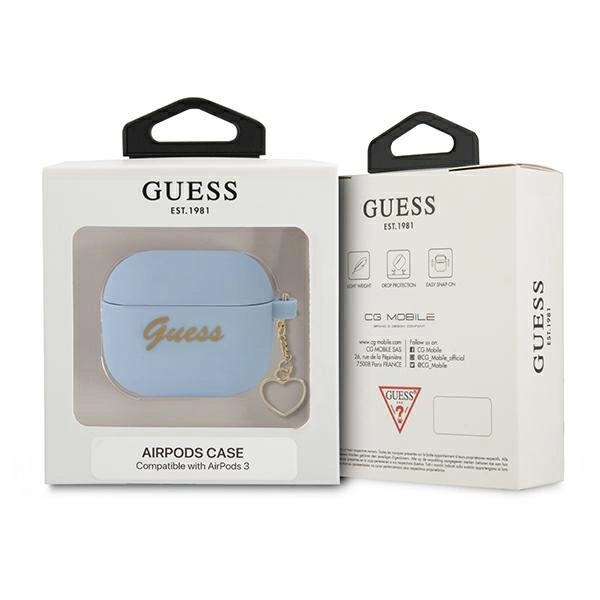 Guess GUA3LSCHSB AirPods 3 cover blue/blue Silicone Charm Heart Collectioneng