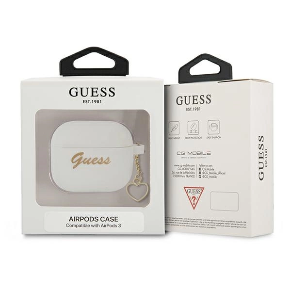 Guess GUA3LSCHSH AirPods 3 cover white/white Silicone Charm Heart Collectioneng