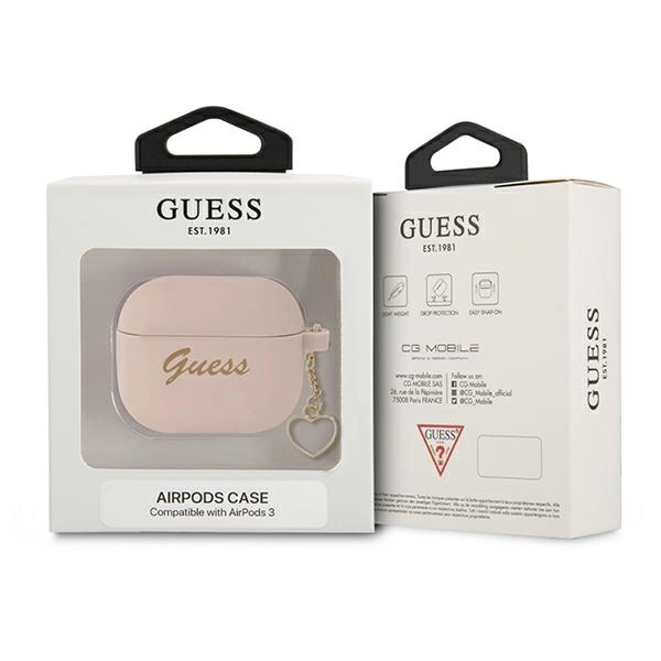 Guess GUA3LSCHSP AirPods 3 cover pink/pink Silicone Charm Heart Collectioneng