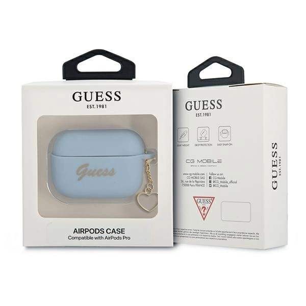Guess GUAPLSCHSB AirPods Pro cover blue/blue Silicone Charm Heart Collectioneng
