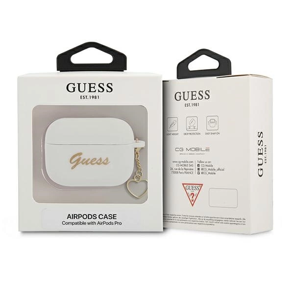 Guess GUAPLSCHSH AirPods Pro cover white/white Silicone Charm Heart Collectioneng
