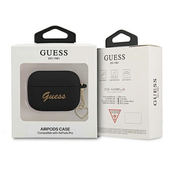 Guess GUAPLSCHSK AirPods Pro cover black/black Silicone Charm Heart Collectioneng