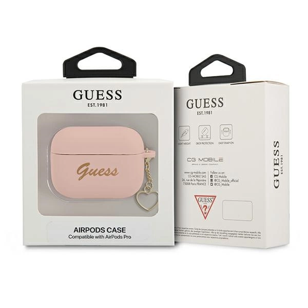 Guess GUAPLSCHSP AirPods Pro cover pink/pink Silicone Charm Heart Collectioneng