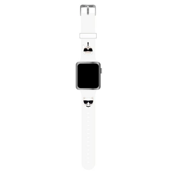 Karl Lagerfeld Pasek KLAWLSLCKW Apple Watch 42/44/45mm biały/white strap Silicone Karl & Choupette Headseng