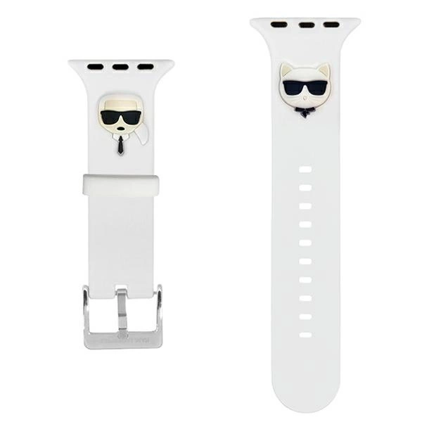 Karl Lagerfeld Pasek KLAWLSLCKW Apple Watch 42/44/45mm biały/white strap Silicone Karl & Choupette Headseng