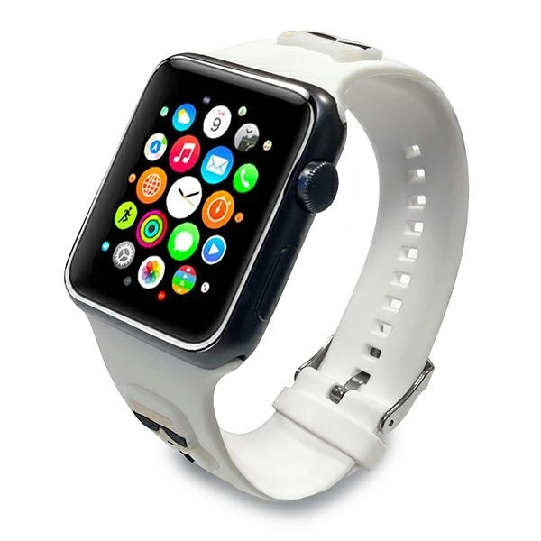 Karl Lagerfeld Pasek KLAWLSLCKW Apple Watch 42/44/45mm biały/white strap Silicone Karl & Choupette Headseng