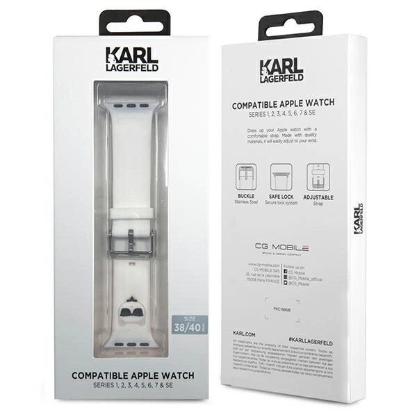Karl Lagerfeld Silicone Choupette Heads Strap for Apple Watch 38/40/41mm - Whiteeng