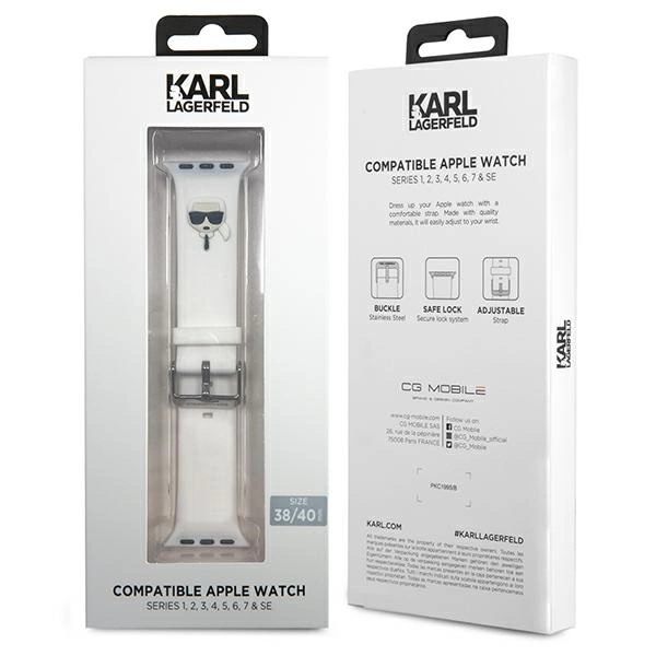 Karl Lagerfeld Silicone Karl Heads Strap for Apple Watch 38 / 40 / 41 mm - whiteeng
