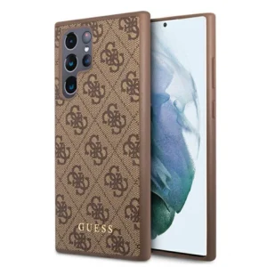 Guess GUHCS22LG4GFBR S22 Ultra S908 brązowy/brown hard case 4G Metal Gold Logoeng