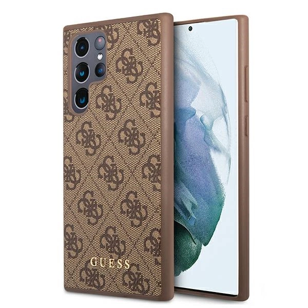 Guess GUHCS22LG4GFBR S22 Ultra S908 brązowy/brown hard case 4G Metal Gold Logoeng