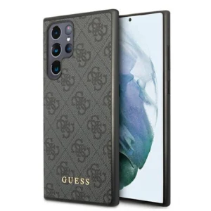 Guess GUHCS22LG4GFGR S22 Ultra S908 szary/grey hard case 4G Metal Gold Logoeng